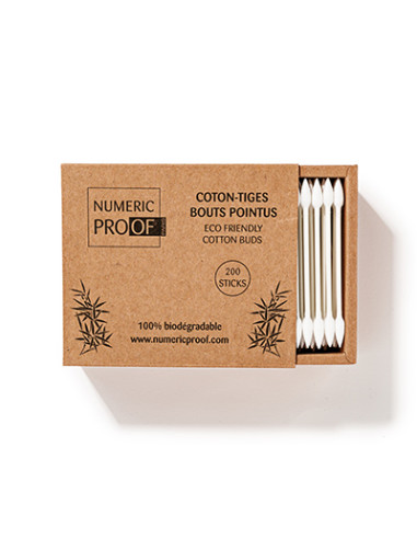Coton-tige bouts pointus X 200 - 100% biodégradable NUMERIC PROOF