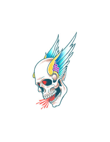 Tatouage biker Winged skull N°407 TINSLEY