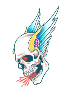 Tatouage biker Winged skull N°407 TINSLEY