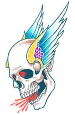 Tatouage biker Winged skull N°407 TINSLEY